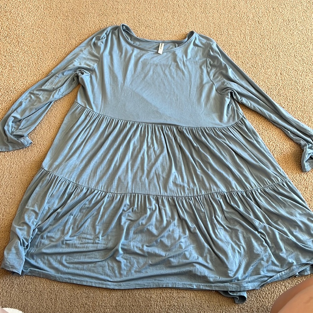Light blue long sleeve tiered dress